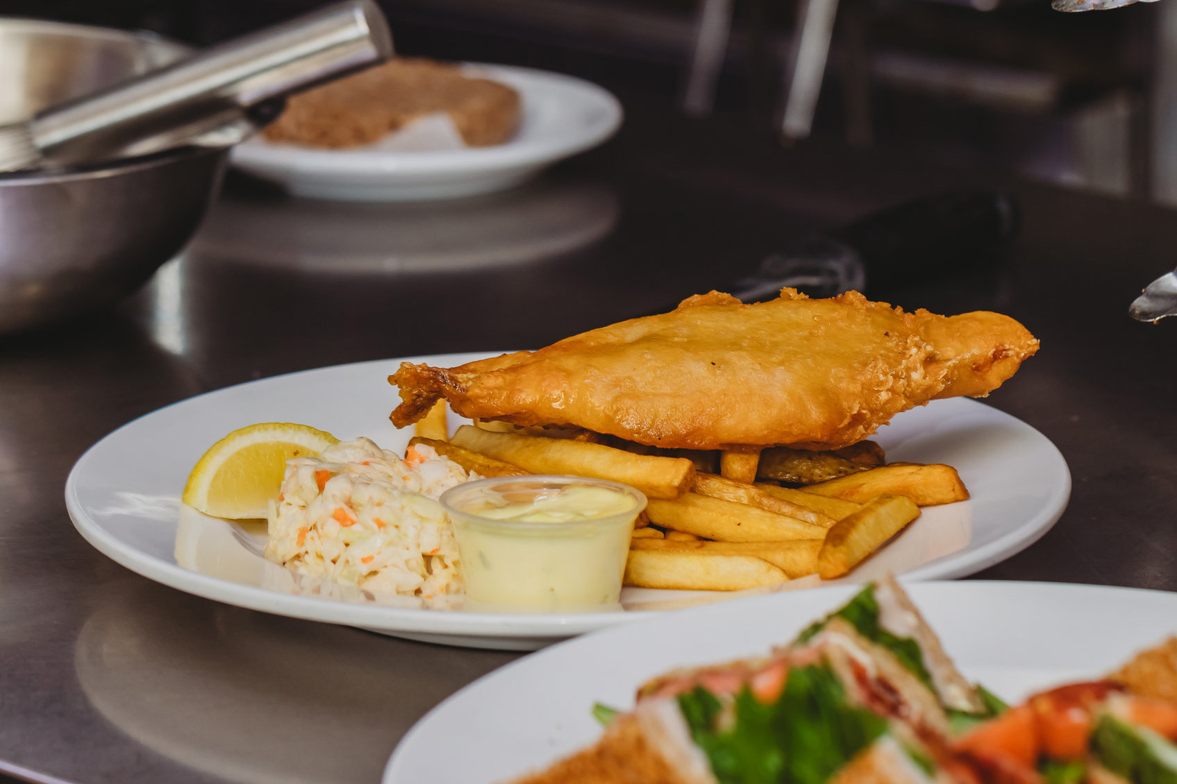 Fish and chips plate